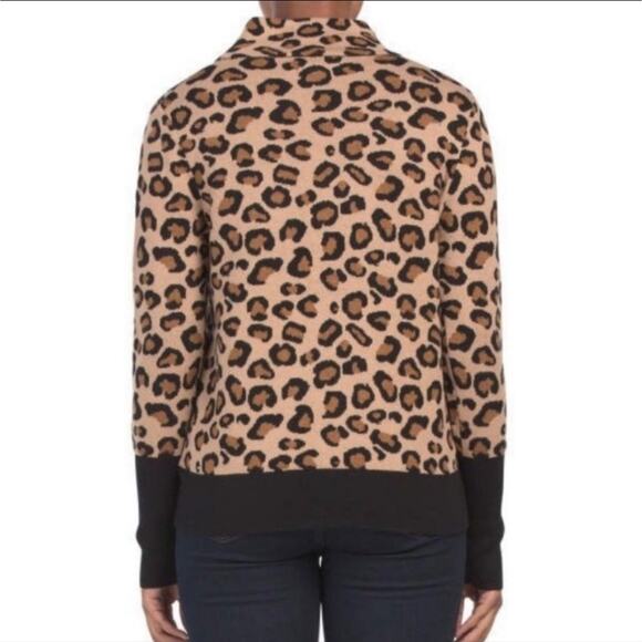 Rachel Zoe Leopard Mock Neck Zip Front Long Sleeve Cardigan Sweater Size M - Picture 6 of 11